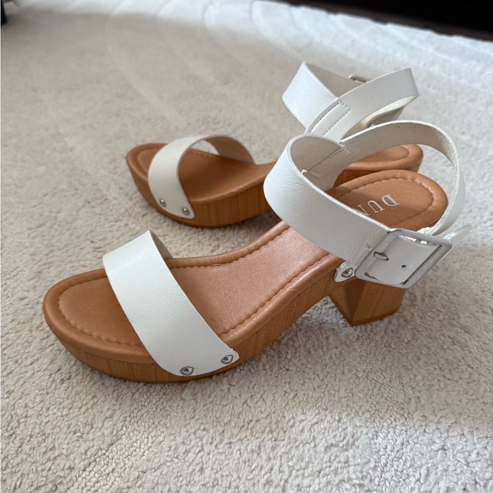 Elegant White Block Heel Sandals